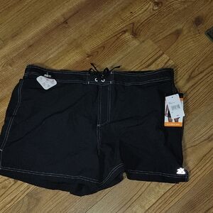 ZeroXposur Women's Black Swim Shorts with White Stitching